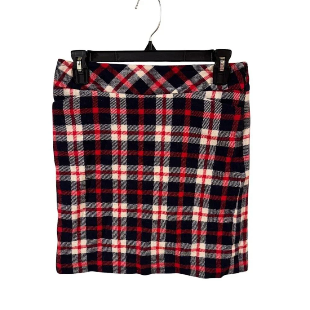 Talbots Petites 2P Plaid Wool Blend Skirt Red & Navy - Picture 7 of 11